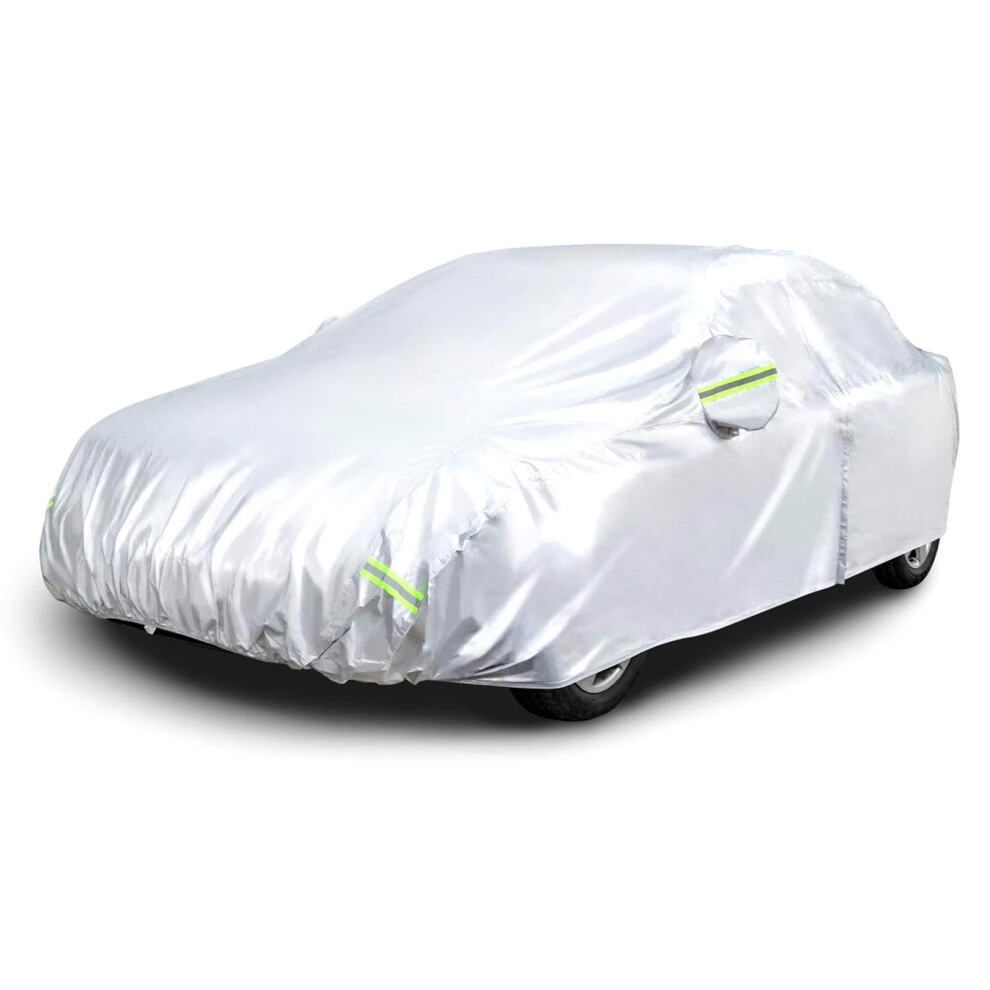 Waterproof Car Cover For Sedans 151160 Inches, All Weather Uv Hail Resistant With Straps 9001264909253