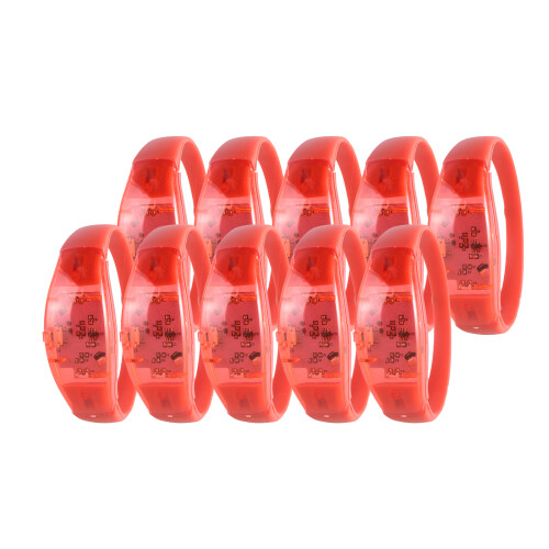 10pcs Silicone LED Bands for Parties Flashing Light Up-Red