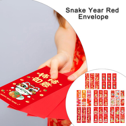 5Pack Chinese New Year Redness Packets Traditional Snake-208F 1