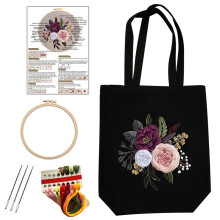 Handmade Embroidery Kits Canvas Handbag Embroidery Set-black