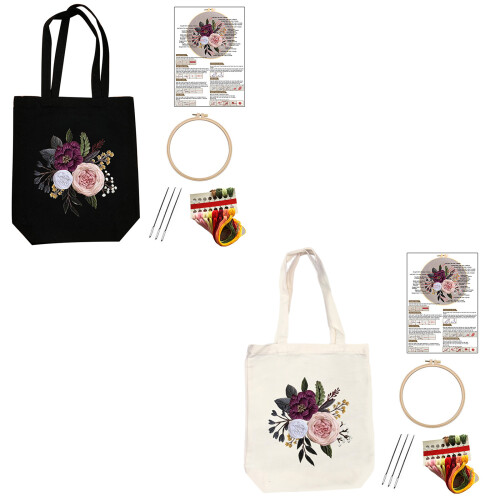 Handmade Embroidery Kits Canvas Handbag Embroidery Set-black 1