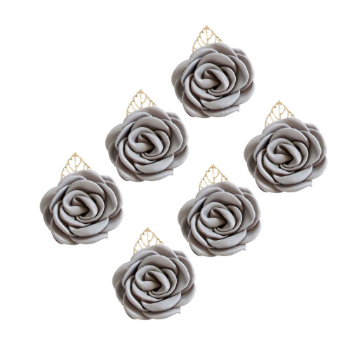 6Pcs Elegant Wedding Corsages for Bride-Gray without beads c