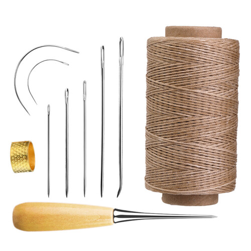 10Pcs Basic Leather Sewing Tool with Stitching Needle,-Khaki