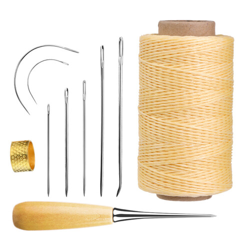 10Pcs Leather Sewing Tool for Beginner Hand Stitching,-apricot