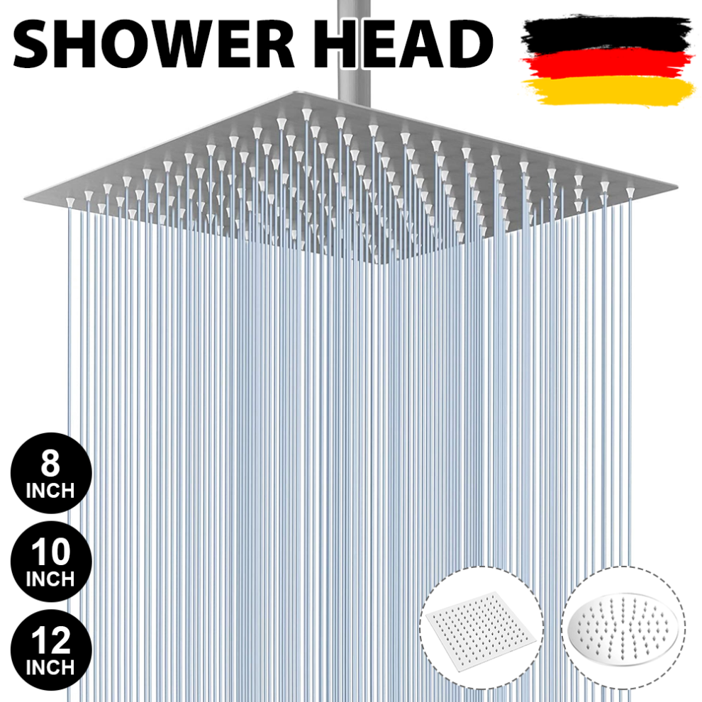 Stainless Steel Rainfall Shower Head With Ultra Thin Profile, Leak Proof Rust Protection Square Showerhead For Wall Or Ceiling Mount, High Flow Waterf 9554910909881