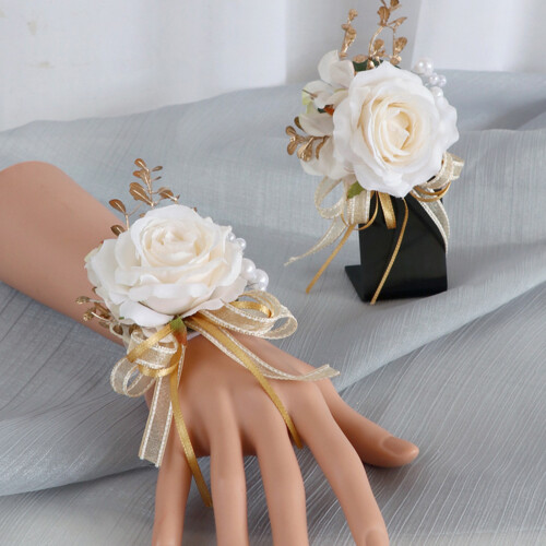 6Pcs Artificial Rose Decorations for-Champagne wristlet 1
