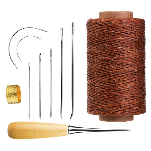 10Pcs Leather Sewing Tool for Beginner Hand Stitching,-brown