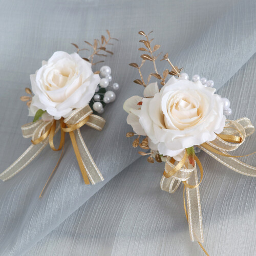 6Pcs Artificial Rose Decorations for-Champagne wristlet 2