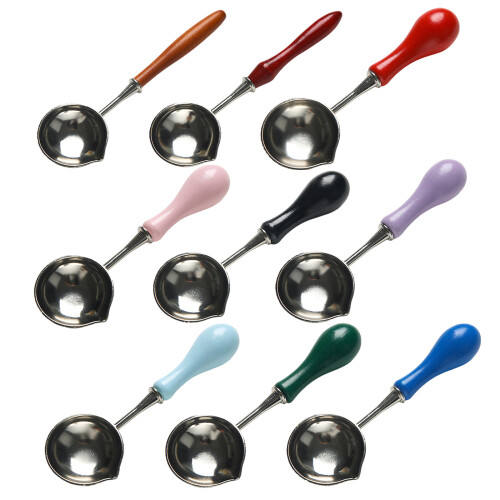 5Pcs Melting Spoon for Invitation Envelope-Big mahogany handle 1