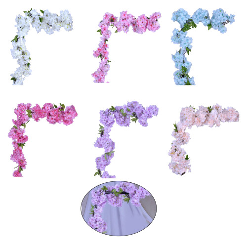 10Pcs Artificial Sakuras Garlands for Elegant Wedding-Blue 2