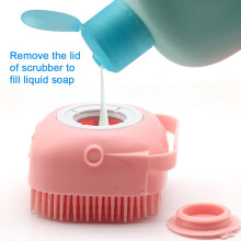 Escova de massagem para cães e gatos, escova de silicone para pelos de animais com dispensador de shampoo, escova de banho para cães e gatos feita