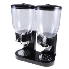 Double Cereal Dispenser with Portion Control Airtight Seal for Kitchen Dry Food Storage Black