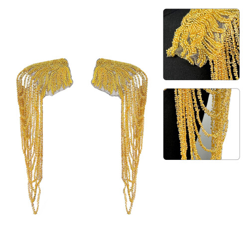 1Set Sequined Shoulder Epaulets Stage Costume Epaulet-gold 2