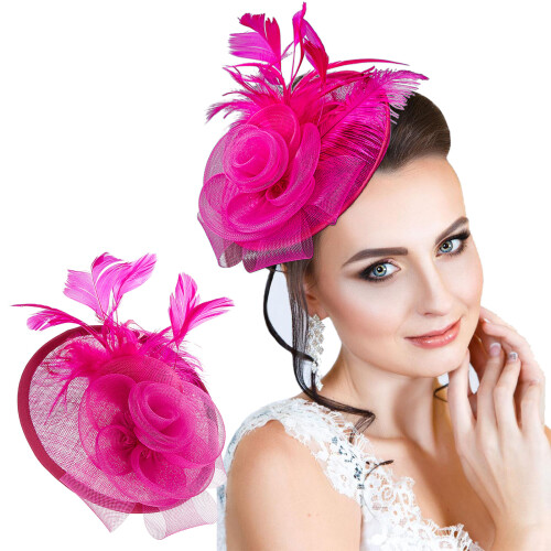 Beautiful Fascinator Hat Delicate British Linen Bride-Coffee 2