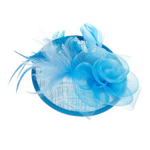 Linen Fascinator With Hair Sophisticated Party Dress-Lake Blue