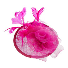 Poratble Linen Bride Hat Fascinator Church Cloche For-rose Red