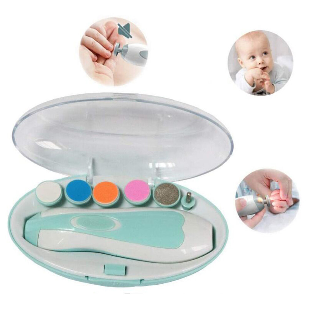 Electric Baby Nail Trimmer With 6 Grinding Pads, Safe Baby Nail File Kit For Newborns And Toddlers ( Blue) Light/Blue