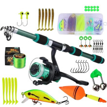 Fishing Rod and Reel Combo 1.8M Telescopic Pole Set with Spinning Reel Full Kit for Freshwater Saltwater