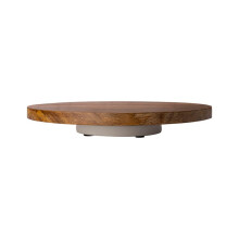 12in Wood Cake Turntable with Marble Base, 360 Rotating NonSlip Stand for Cake Decorating