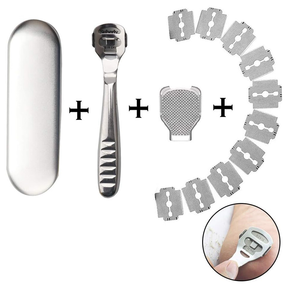 Professional Callus Shaver Set With Detachable Head For Convenient Blade Changes, Foot File Head And High-quality Stainless Steel Construction,