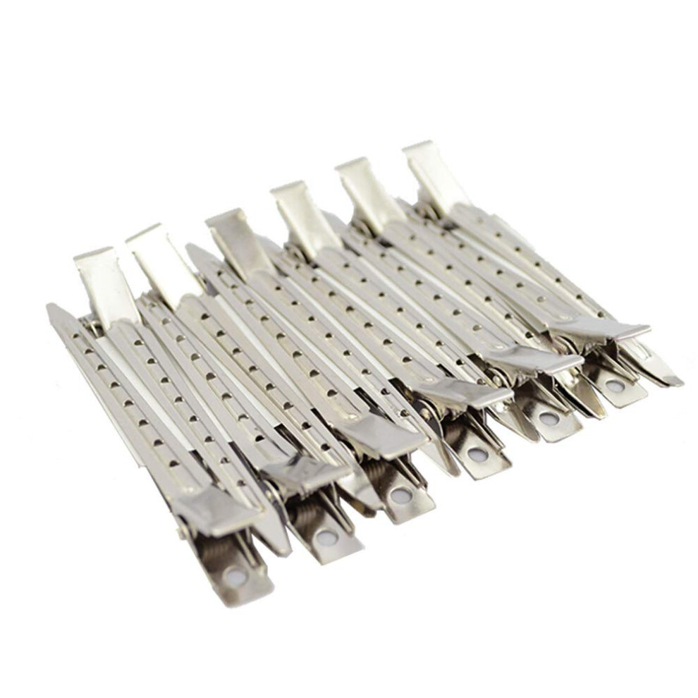 Unisex Metal Hair Clips For Styling Sectioning, No Crease Hair Clips 3.3 Inch Alligator Curl Clips With Holes For Pin Curls And Salon Hairdressing, Thin But