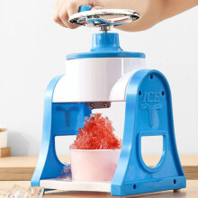 Ice Crusher Hand Crank Mini Shaved Ice Maker with AntiSlip Base for Home and Outdoor Use Blue