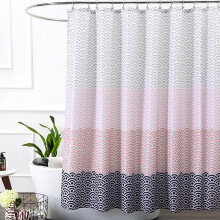 Dvouvrstvý látkový sprchový závěs, moderní minimalistický geometrický design, rychleschnoucí, silný proti mačkání, do koupelny, bílá