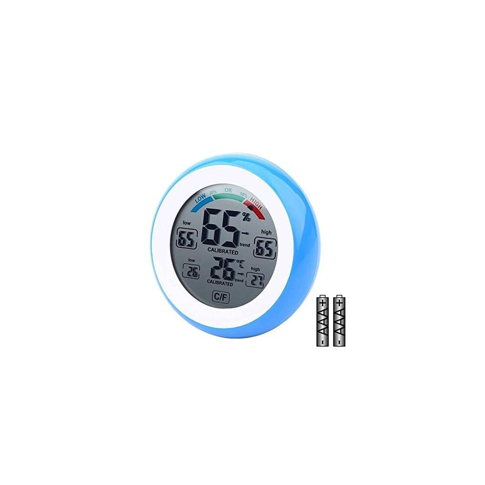 Blue Indoor Weather Station With Touch Screen, Accurate Digital Thermometer Hygrometer,