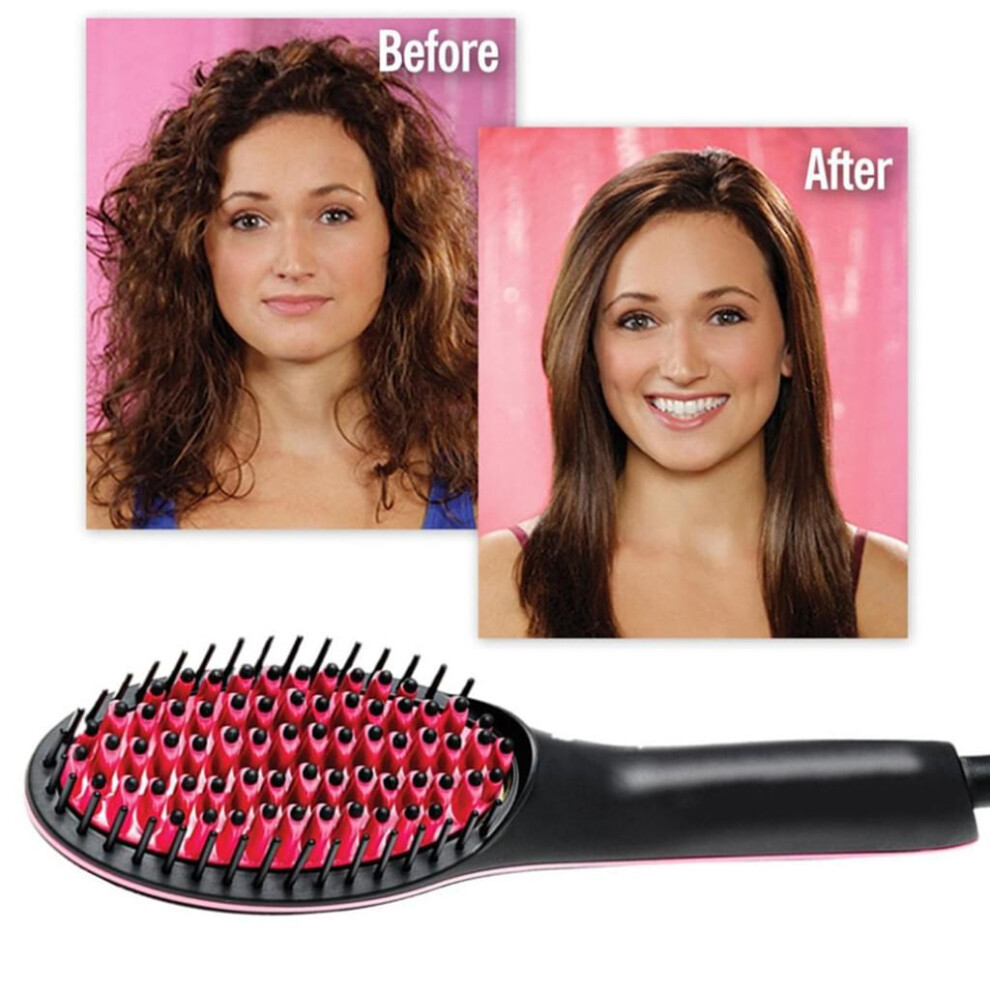 Straightening Ceramic Brush With Ionic Anti-Frizz For Professional Salon Results, Adjustable Heat Settings Ionic Technology Comb