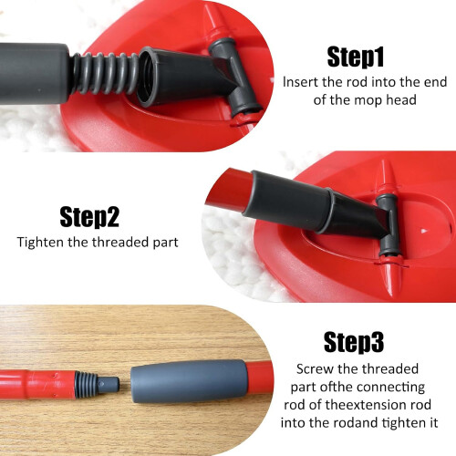 Mop Handle Replacement Adjustable Length Extendable Metal 4 Section Durable Construction Grip 1