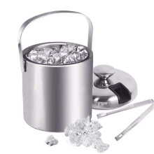 1300ml Stainless Steel Ice Cube Container Double-Walled Insulated Ice Bucket with Tongs Lid Clamp and Heat Isolation Tools