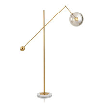 Luxury Floor Lamp with Adjustable Glass Shade, Marble Base and Foot Switch for Living Room Bedroom