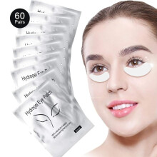 Hydrogel oogpatches voor wimperextensions, vochtregulerend, comfortabel en hygiënisch verpakt, 60 paar individueel verpakte pluisvrije oogpads voor