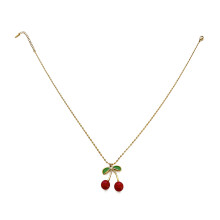 Trendy Fruit Inspired Pendant Necklace-Big cherry necklace