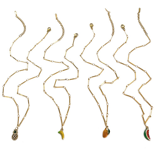 Assorted Fruit Design Adjustable Chain Necklace-Golden mango 1
