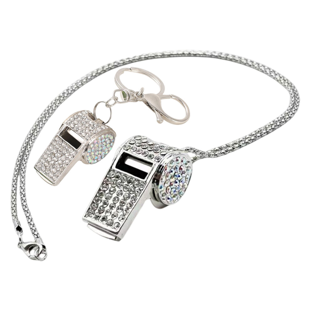Stylish Zinc Alloy Whistle Keychain- Necklace Keychain Silver 7696001120798