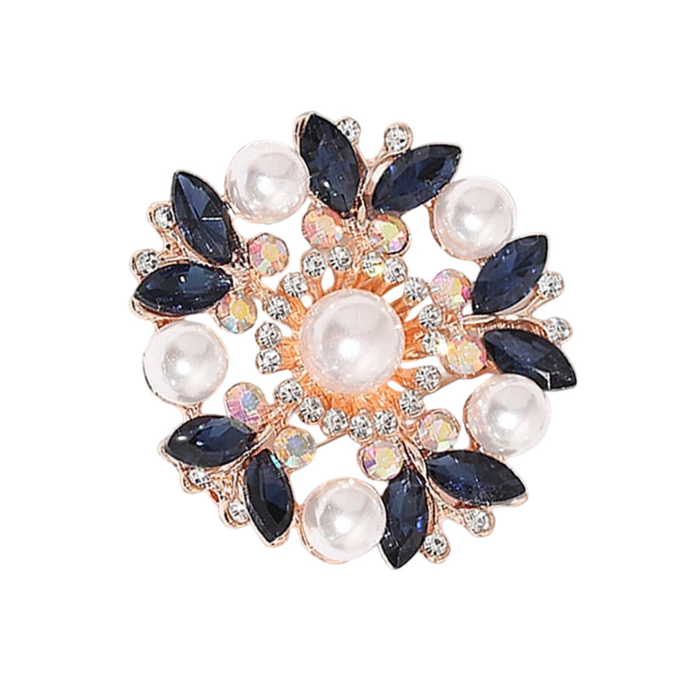 Blue Fashionable Pearls Crystal Brooch Multipurpose Scarf Clip