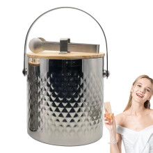 Ice Bucket Stainless Steel Large Capacity For Bar Cocktails Wine Champagne With Tongs 1 Art Home Party