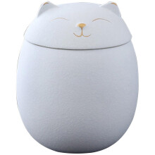 Columbarium Urn For Ashes CatShaped Handmade Ceramic Memorial Box White 10.2 X 12.5 Cm Small Keepsake Pet Urn