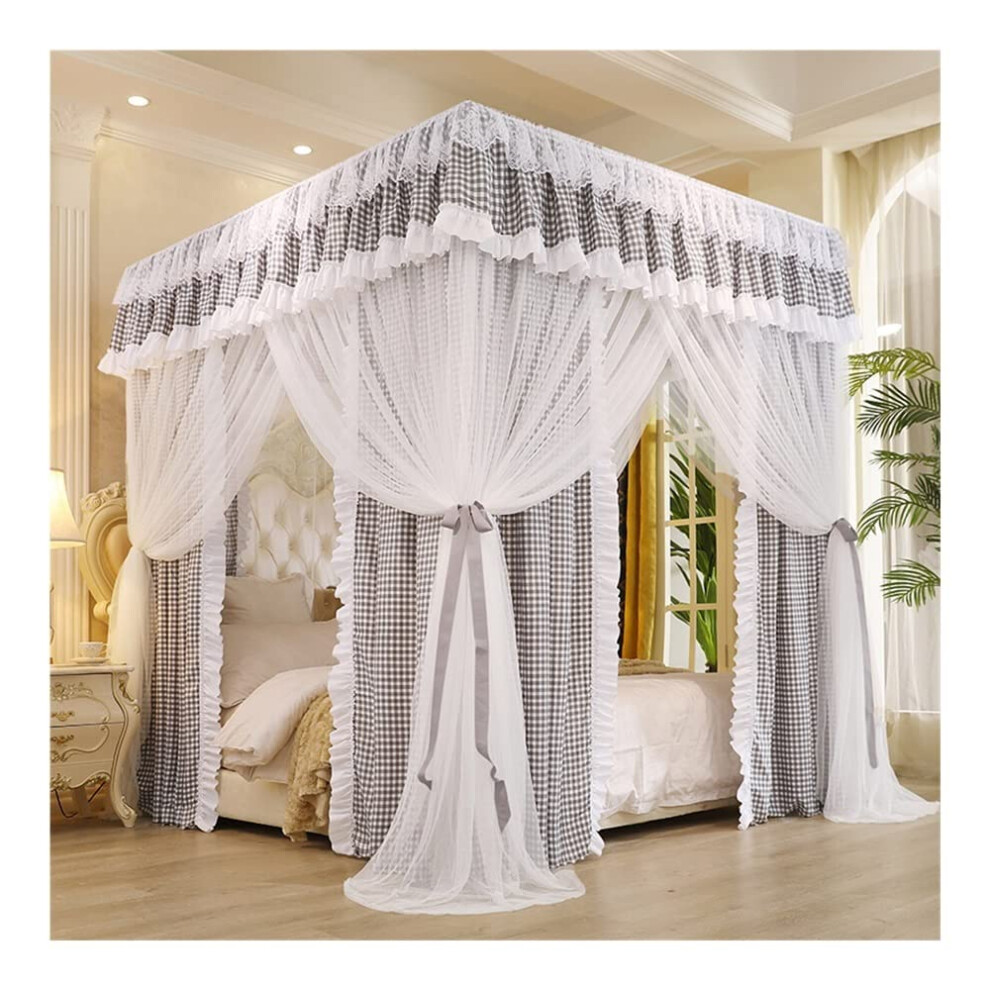 Elegant Princess Bed Canopy Mosquito Net for 2m Bed with Steel Frame and 3 Openings