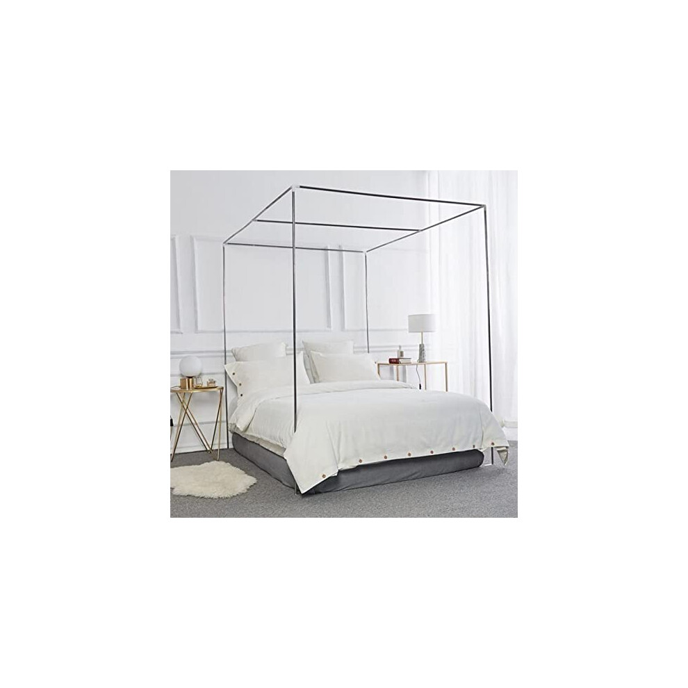 Adjustable Canopy Bed Frame with Stable Base and Steel Mosquito Net Bracket for 4Poster Bed