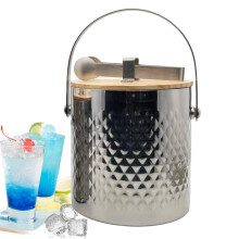 Stainless Steel Ice Bucket With Handle 3.0L RustResistant For Vodka Wine Champagne Beer