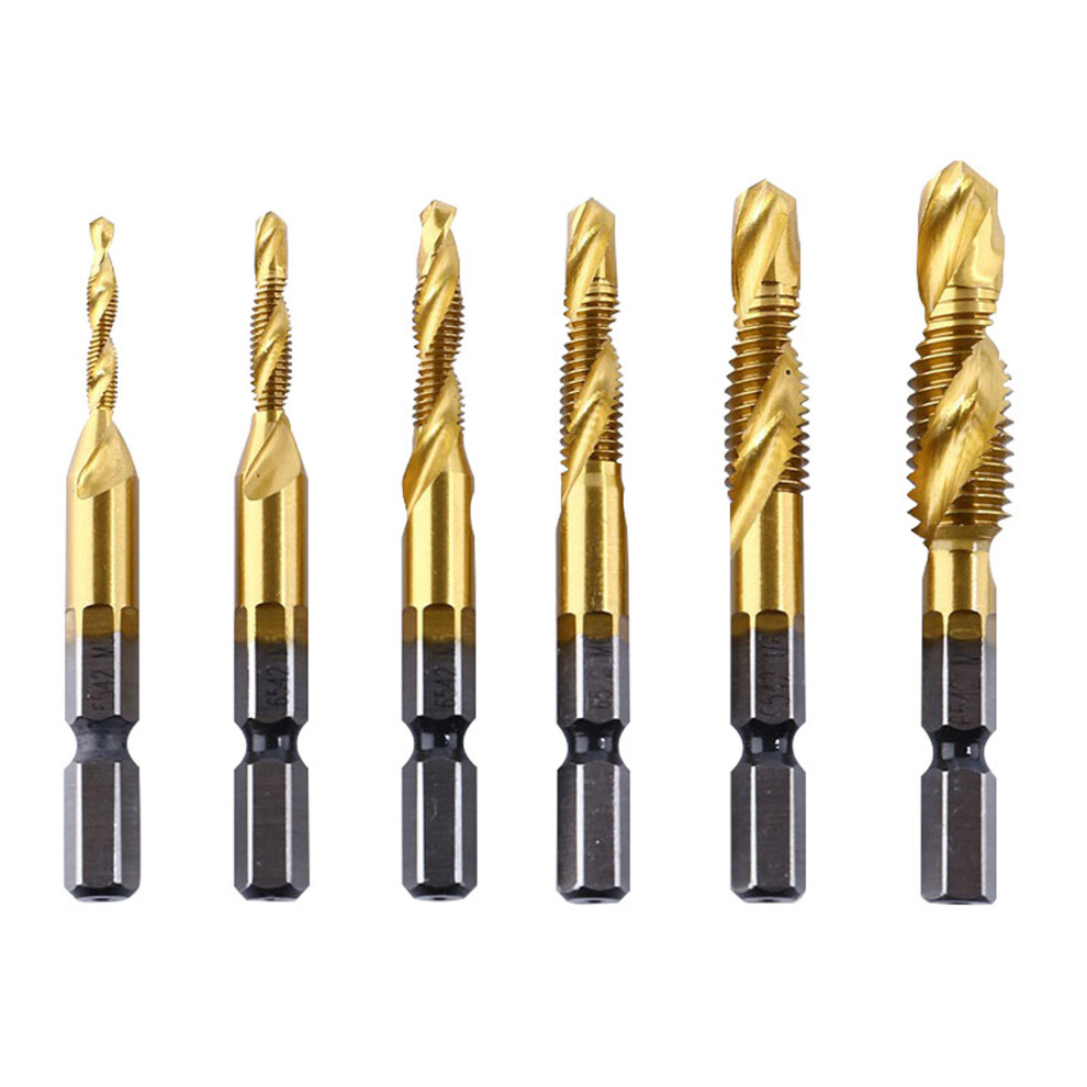 6Pcs Tap Drill Bit Set Hex Shank Screw Thread Bit-Long 7704000492218