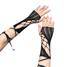 1pair Comfortable Half Finger Punk Sleeves Fashionable-Black