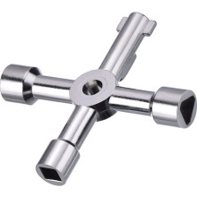 Rust Resistant Zinc Alloy Utilities Key, Multi-Functional 4 Way Key For Electric Water Valve, Panel Cross Square Design, Convenient Carrying Size, Wid