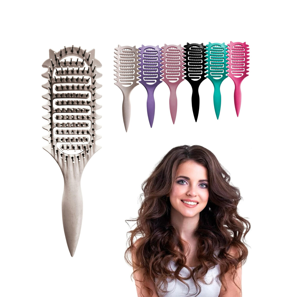 Curl Defining Brush for Wet and Dry Hair with Curl Shaping Bristles and Ergonomic Handle Grip, Off White