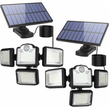 Weatherproof Solar-Powered Outdoor Light, Motion Sensor Activated Bright LED Lights, Security Lighting with Adjustable Heads for Gardens, Patios And G