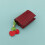 Festive Holiday Cherry Heart Keychain PU Leather Keyring-4 3