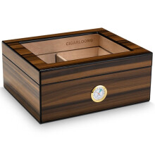 Cedar Wood Cigar Humidor with Hygrometer, Double Layer Storage for 2575 Cigars