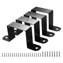 Heavy Duty Deck Fence Brackets for 4x4 Posts with Black Coating, Secure Outdoor Structures